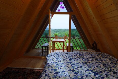 کلبه سوئیسی چوبی دوبلکس تکخواب توسکا در بابل