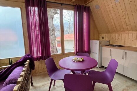 کلبه سوئیسی مبله دوخواب بنفش در پل سفید