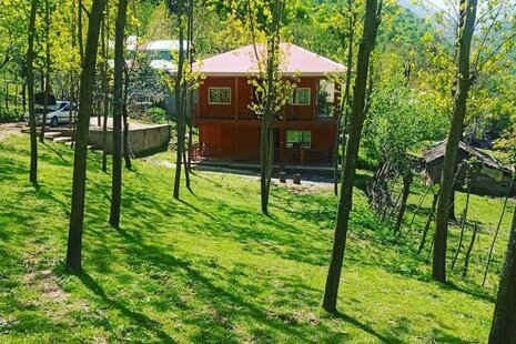 کلبه چوبی دوبلکس دوخواب جکوزی دار مسیر ییلاق در ماسال