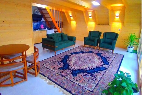 کلبه سوئیسی مبله تکخواب صنوبر در شیرگاه