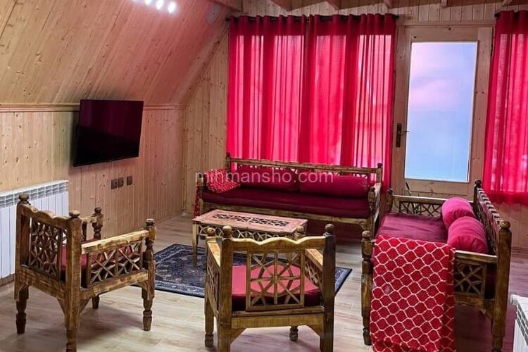 کلبه سوئیسی مبله دوخواب قرمز در پل سفید