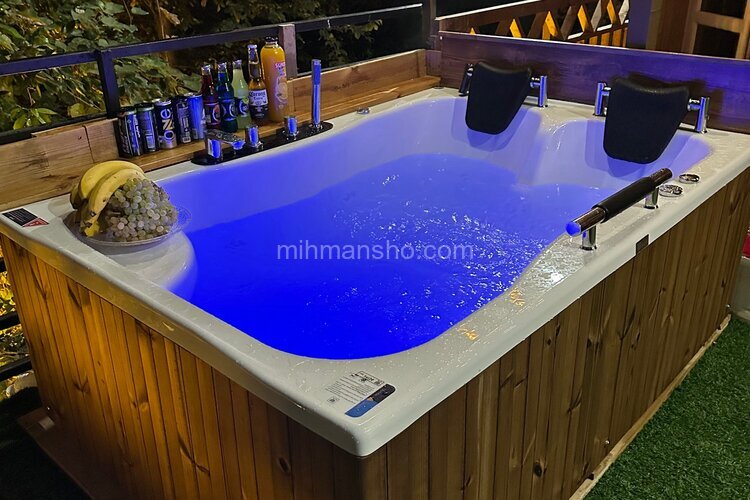 کلبه چوبی دوبلکس جکوزی دار مبله در ماسال