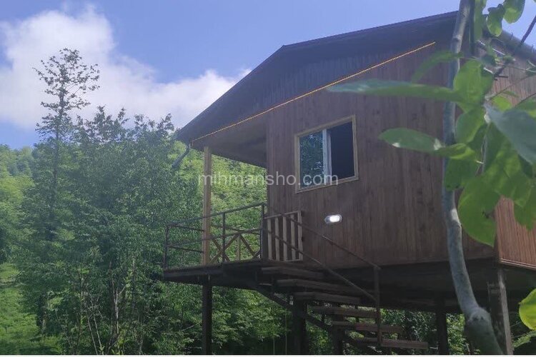 کلبه چوبی تکخواب مبله رویایی جنگلی در سوادکوه