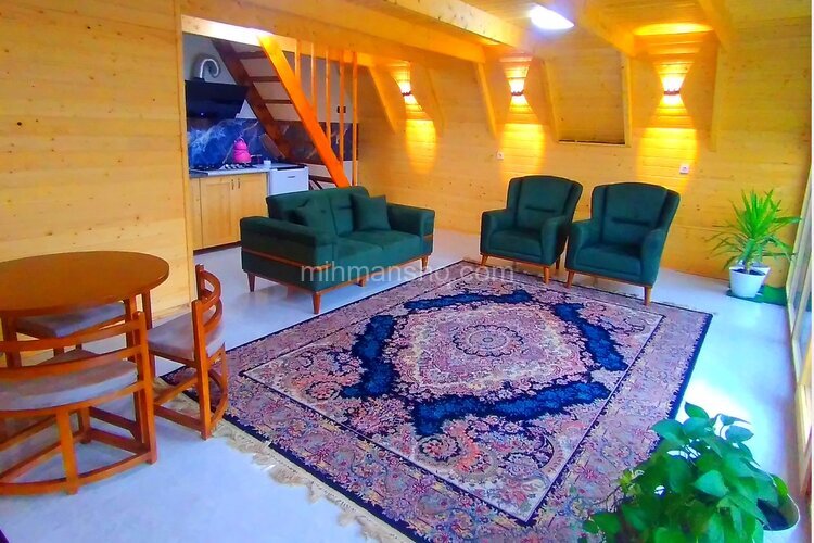 کلبه سوئیسی مبله تکخواب صنوبر در شیرگاه