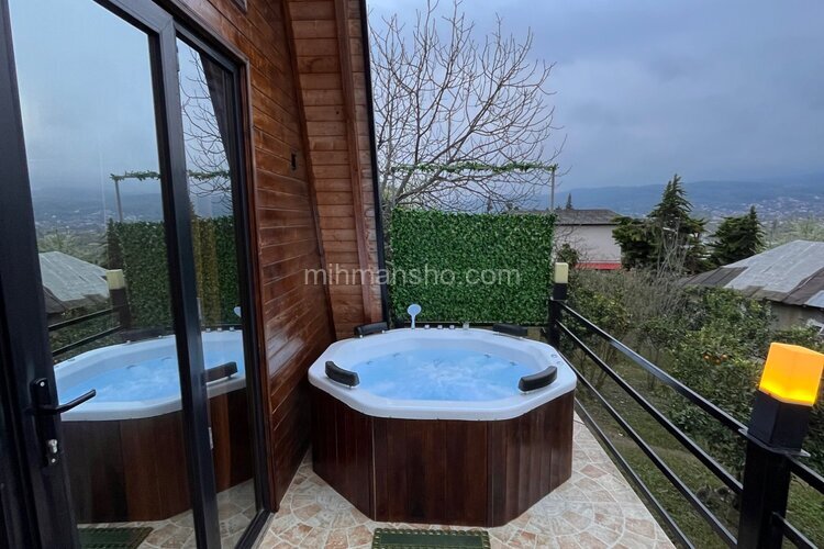 کلبه سوئیسی مبله دوبلکس جکوزی دار تک خواب در شیرگاه