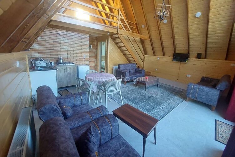 کلبه سوئیسی دوبلکس دوخواب جکوزی دار در متل قو