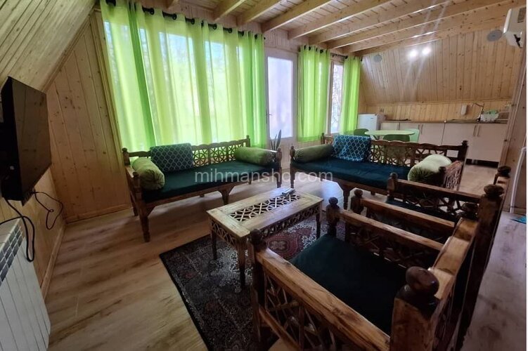 کلبه سوئیسی مبله دوخواب سبز در پل سفید